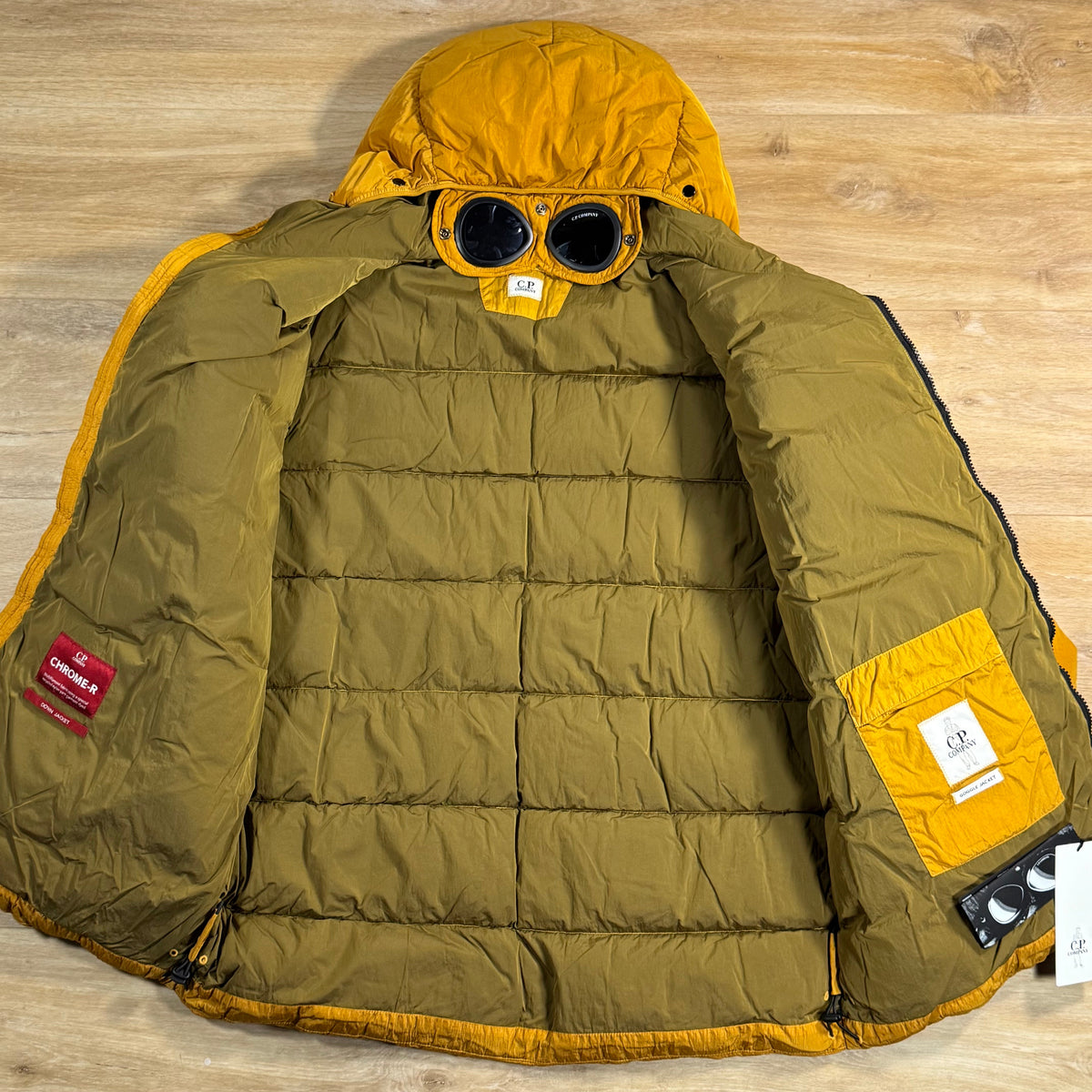C.P. Company Chrome-R Goggle Down Jacket in Buck Thorn Brown