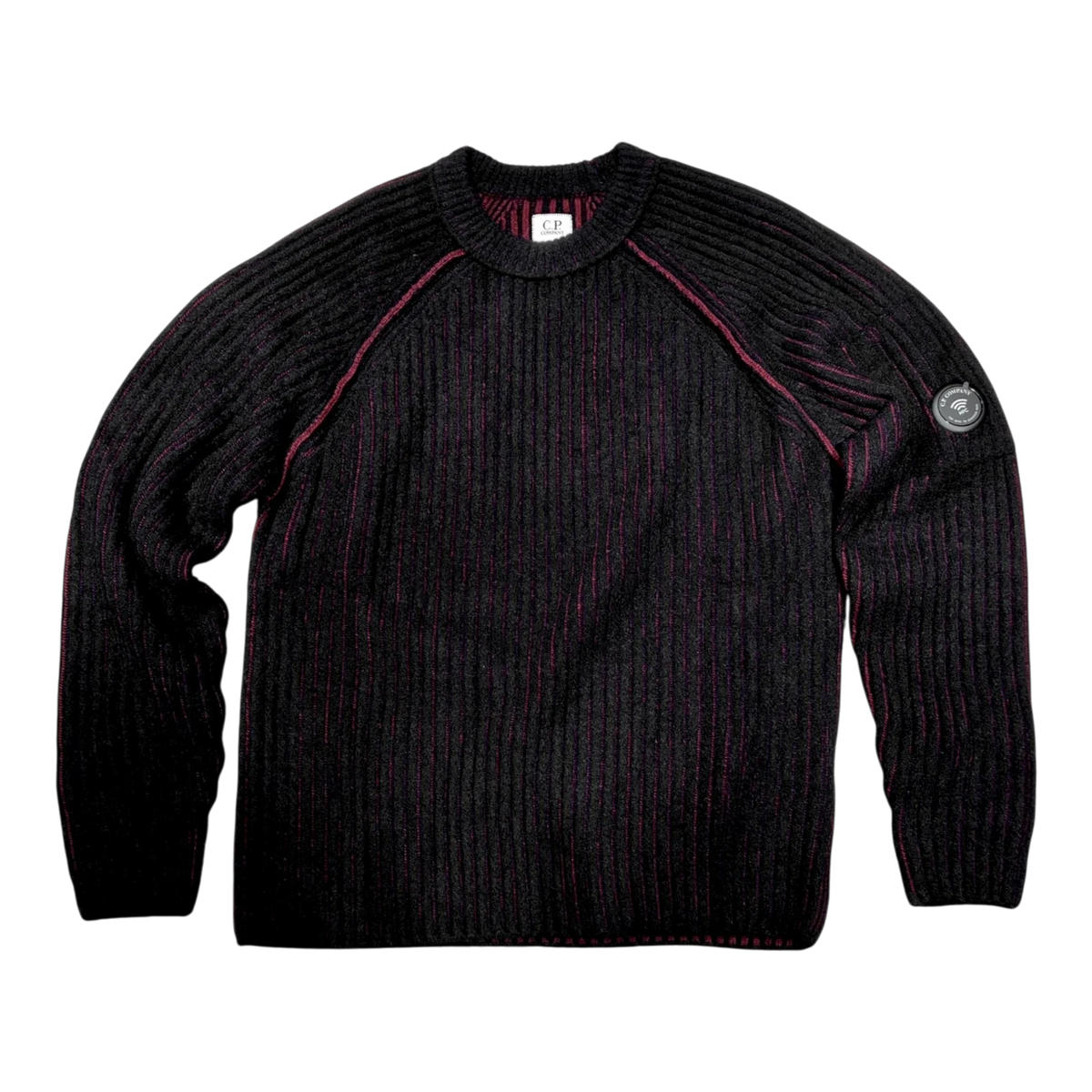 C.P. Company, Wool Fleece Knit Bi-Color Pullover