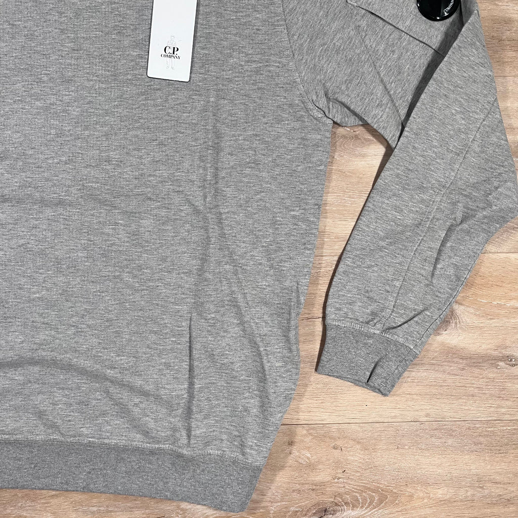 C.P. Company Light Fleece Crewneck Lens Sweatshirt in Grey Melange