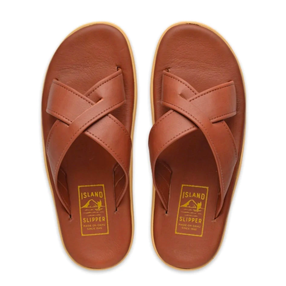 Island Slipper Men's Classic Leather Slide Whiskey