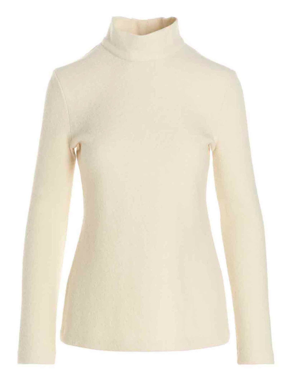 Jil Sander Wool Blend Turtleneck Sweater — Cream