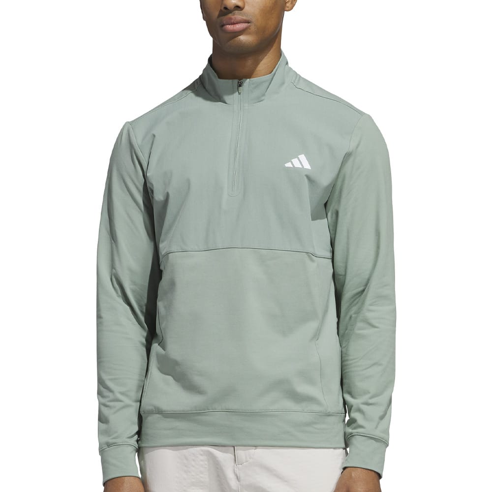 adidas Ultimate365 Tour 1/4 Zip Pullover - Silver Green