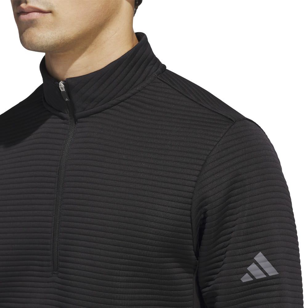 adidas Ultimate365 DWR Textured 1/4 Zip Arm Logo Sweatshirt - Black
