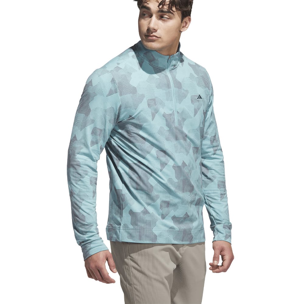 adidas Go-To Printed 1/4 Zip Pullover - Mint Ton