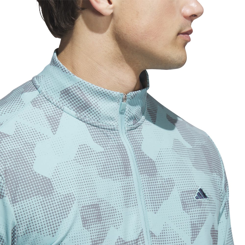 adidas Go-To Printed 1/4 Zip Pullover - Mint Ton