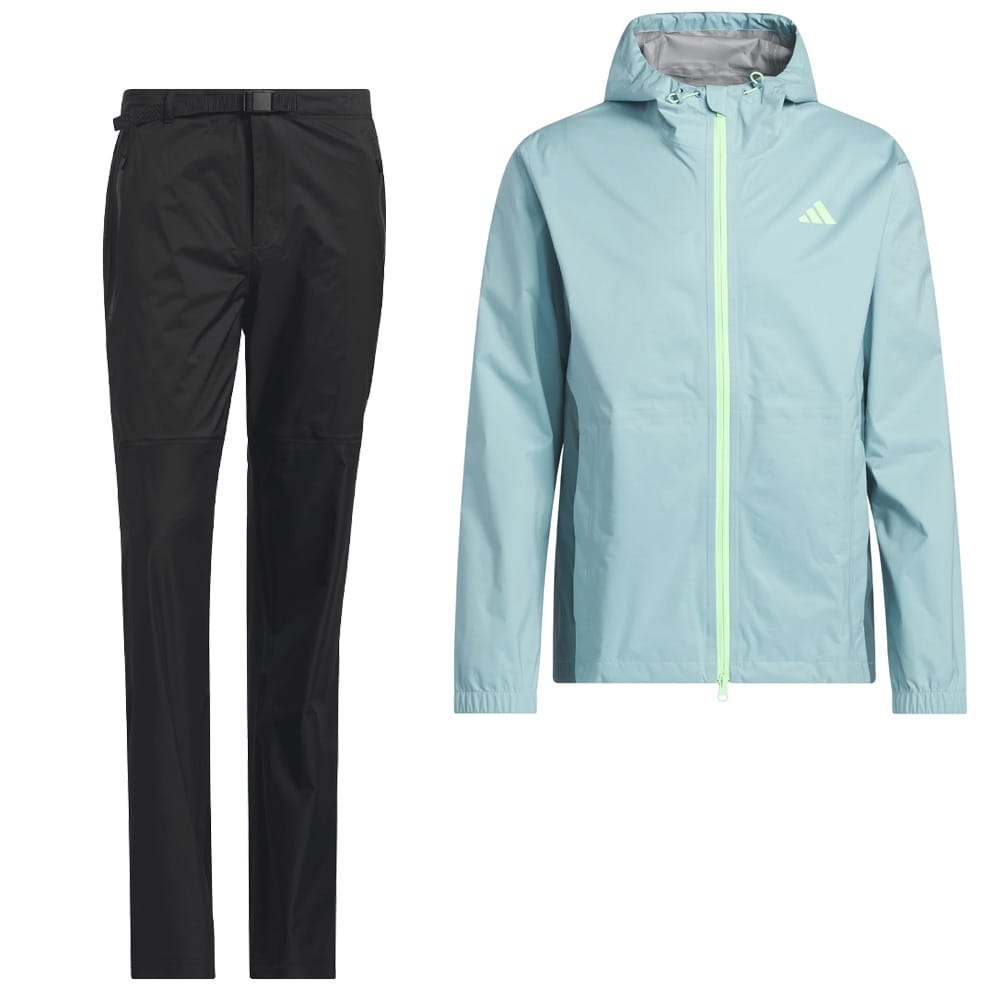 adidas RAIN.RDY Ultimate365 Tour Climaproof+ Waterproof Rain Suit - Mint Ton/Black