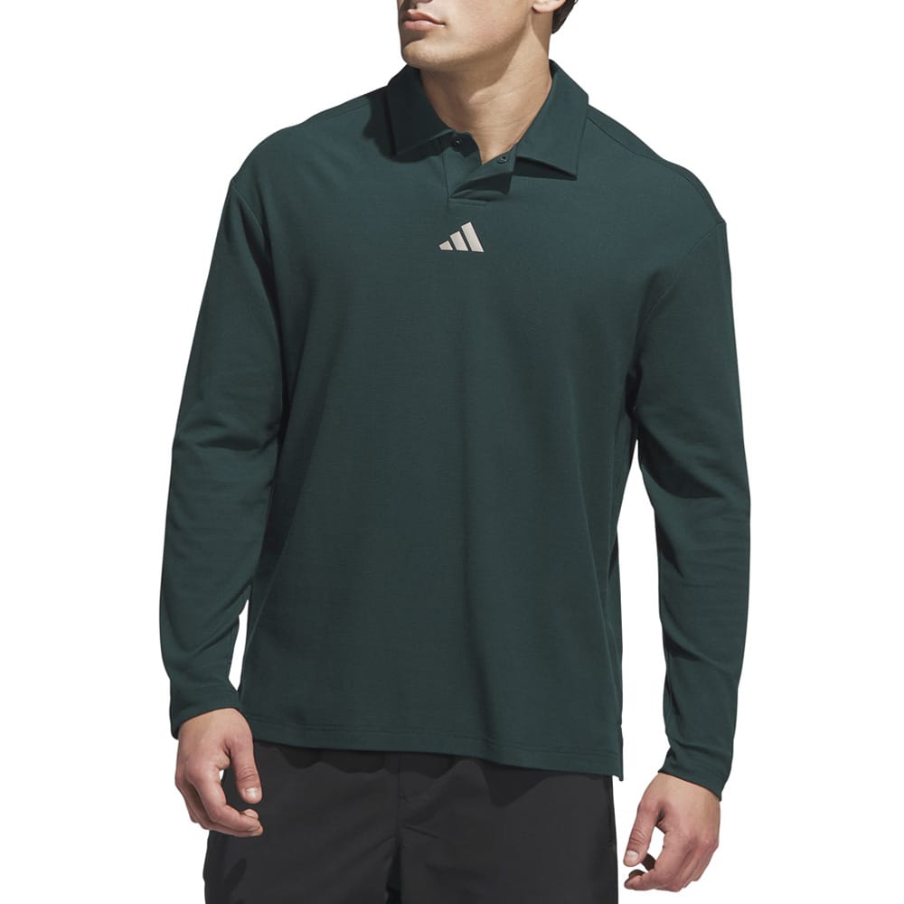 adidas Beyond Long Sleeve Loose Fit Polo Shirt - Aurora Ivy