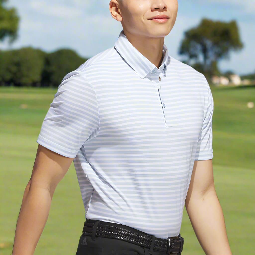 adidas Ultimate365 Stripe Polo Shirt - Wonder Blue/White