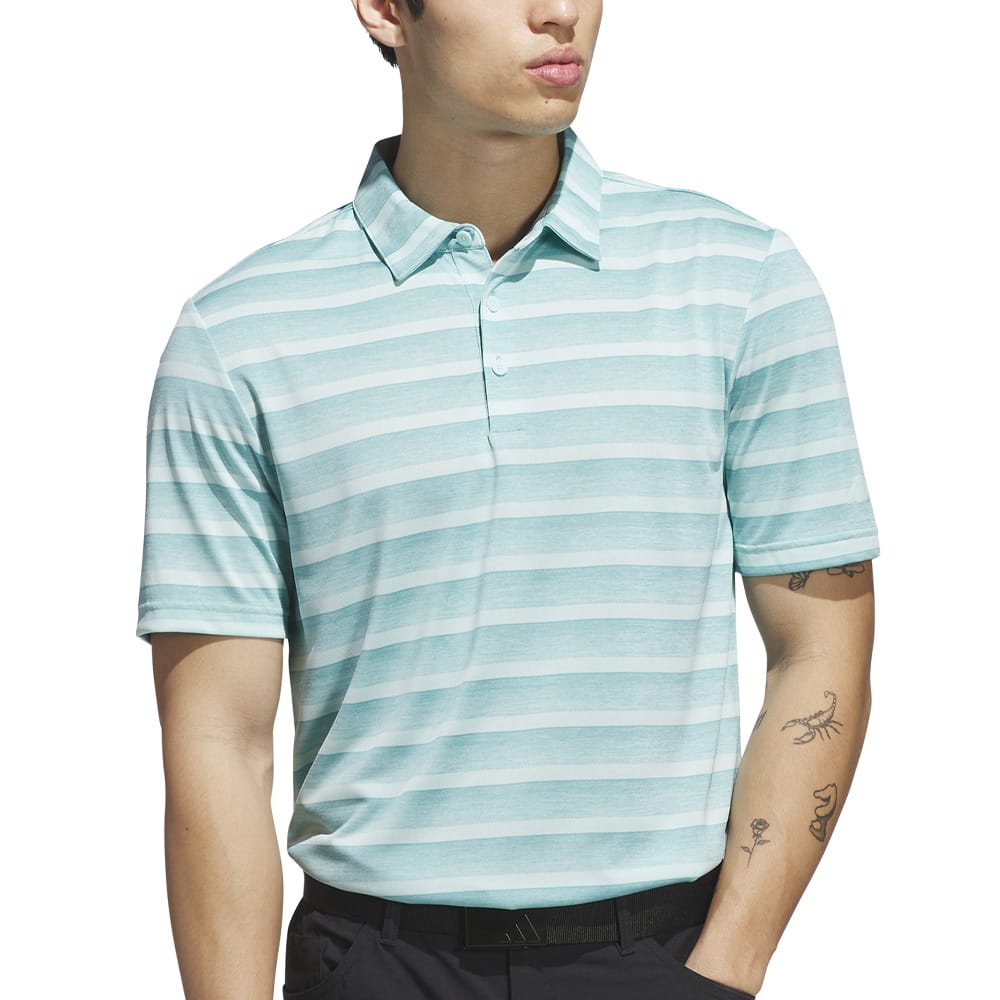 adidas Two-Colour Stripe Polo Shirt - Mint Ton/Semi Flash Aqua