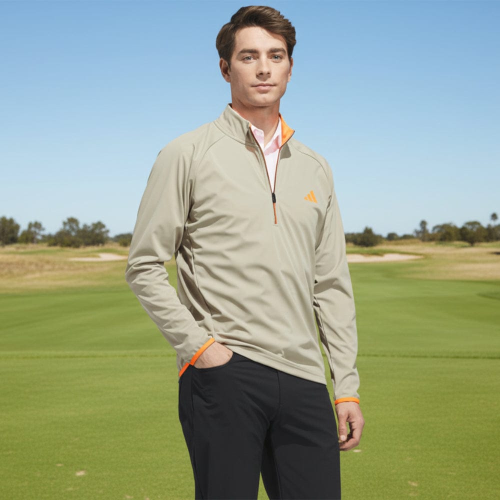 adidas Ultimate365 Durable Water Repellent Wind Quarter-Zip - Wonder Cargo/Lucid Orange