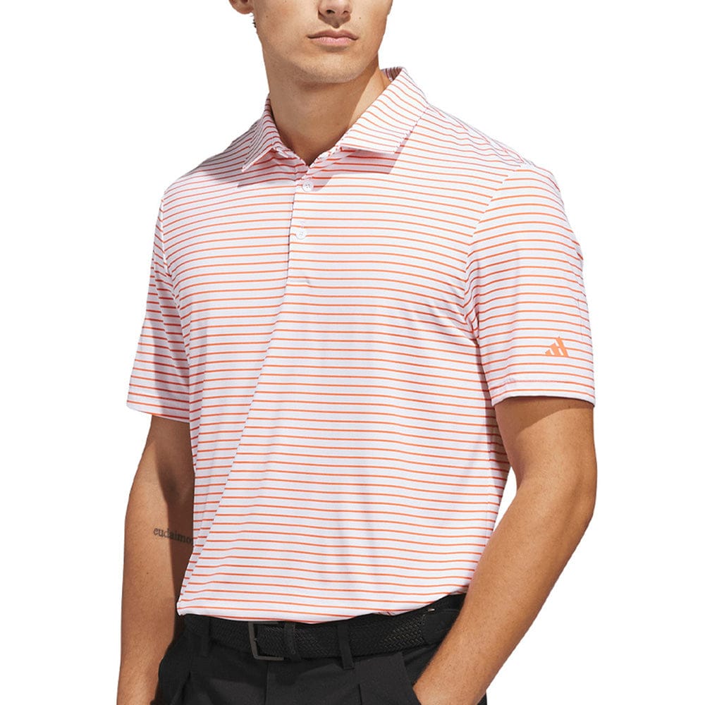 adidas Performance Two-Color Stripe Polo Shirt - White/Dusky Orange
