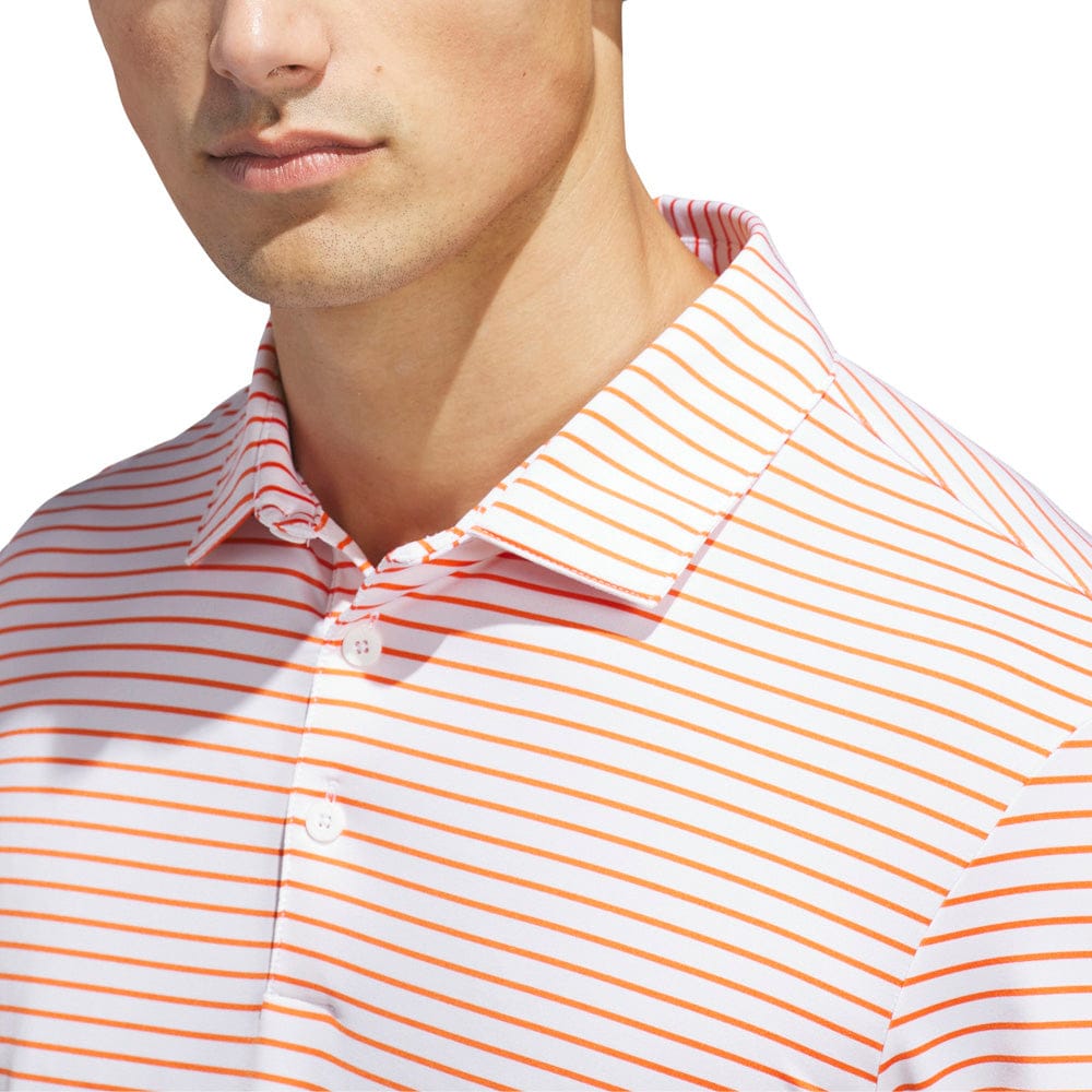 adidas Performance Two-Color Stripe Polo Shirt - White/Dusky Orange