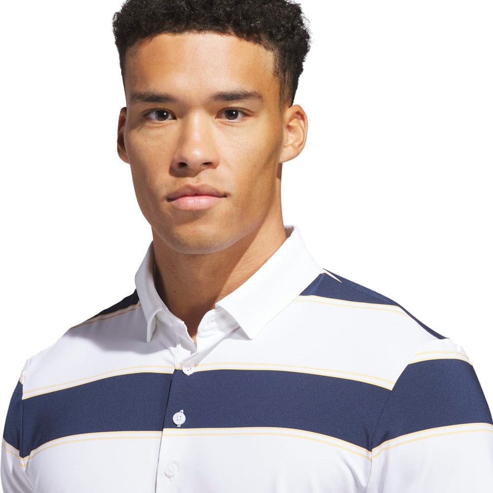 adidas Ultimate365+ Jumbo Stripe Climacool Polo Shirt - White/Collegiate Navy