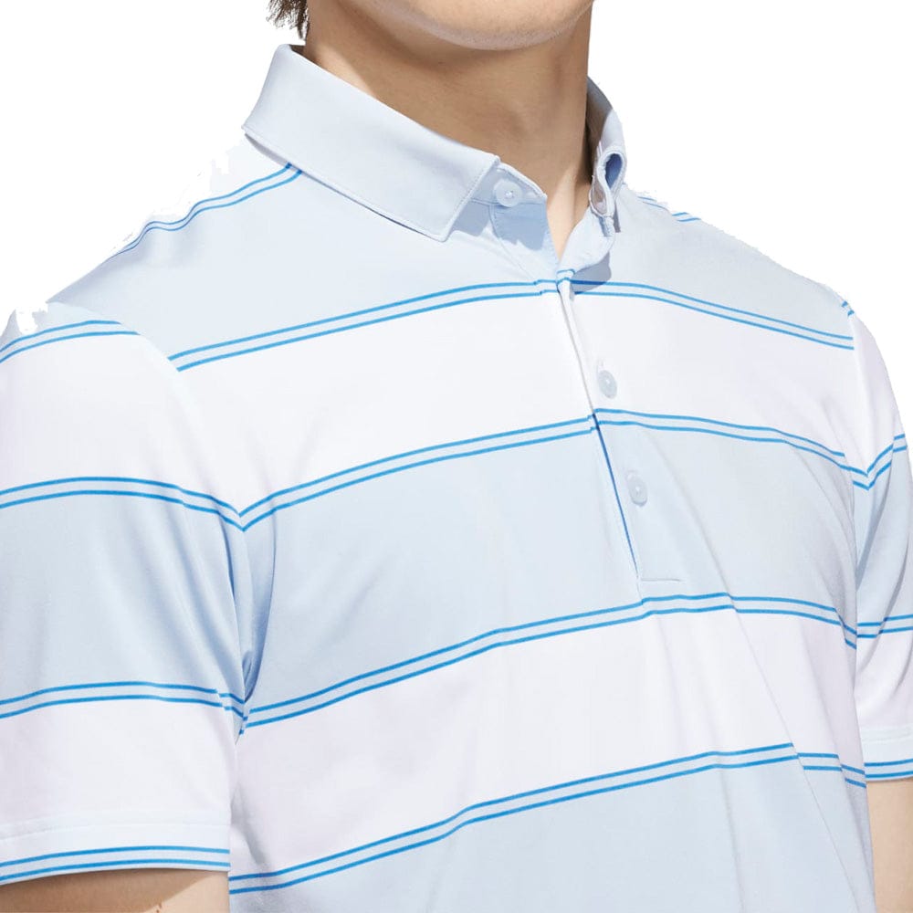 adidas Ultimate365+ Jumbo Stripe Climacool Polo Shirt - Crystal Sky/White