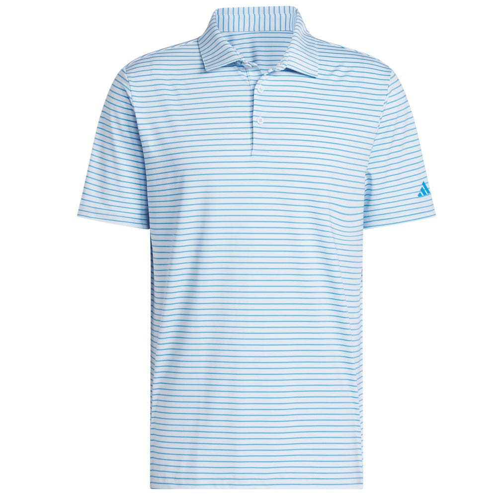 adidas Performance Two-Color Stripe Polo Shirt - Crystal Sky/Lucid Ray Blue