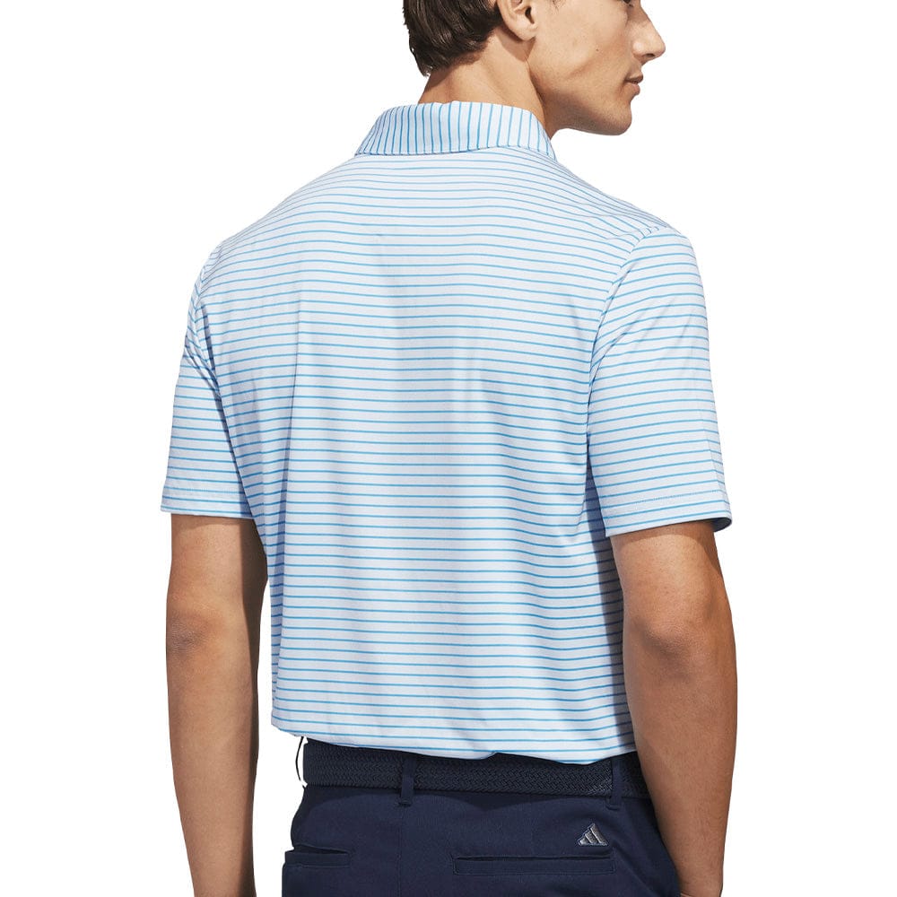 adidas Performance Two-Color Stripe Polo Shirt - Crystal Sky/Lucid Ray Blue