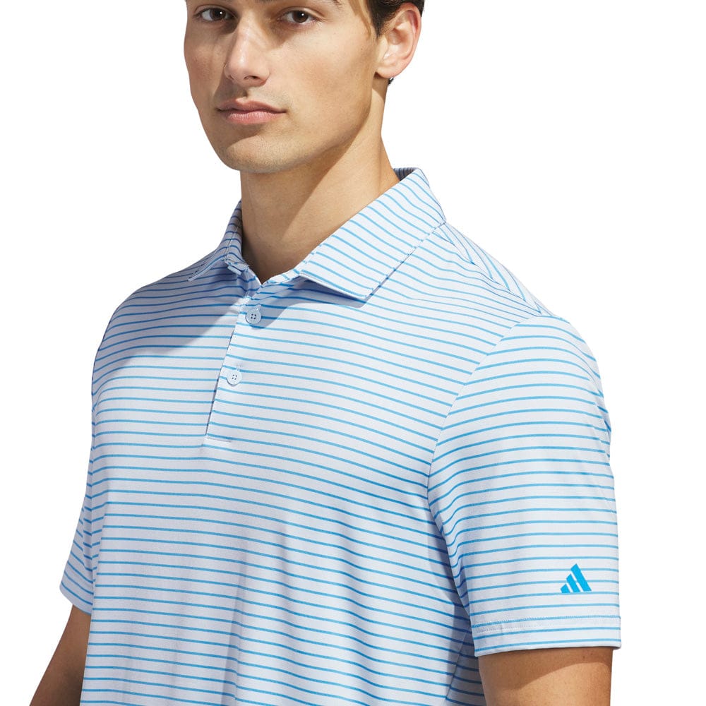 adidas Performance Two-Color Stripe Polo Shirt - Crystal Sky/Lucid Ray Blue