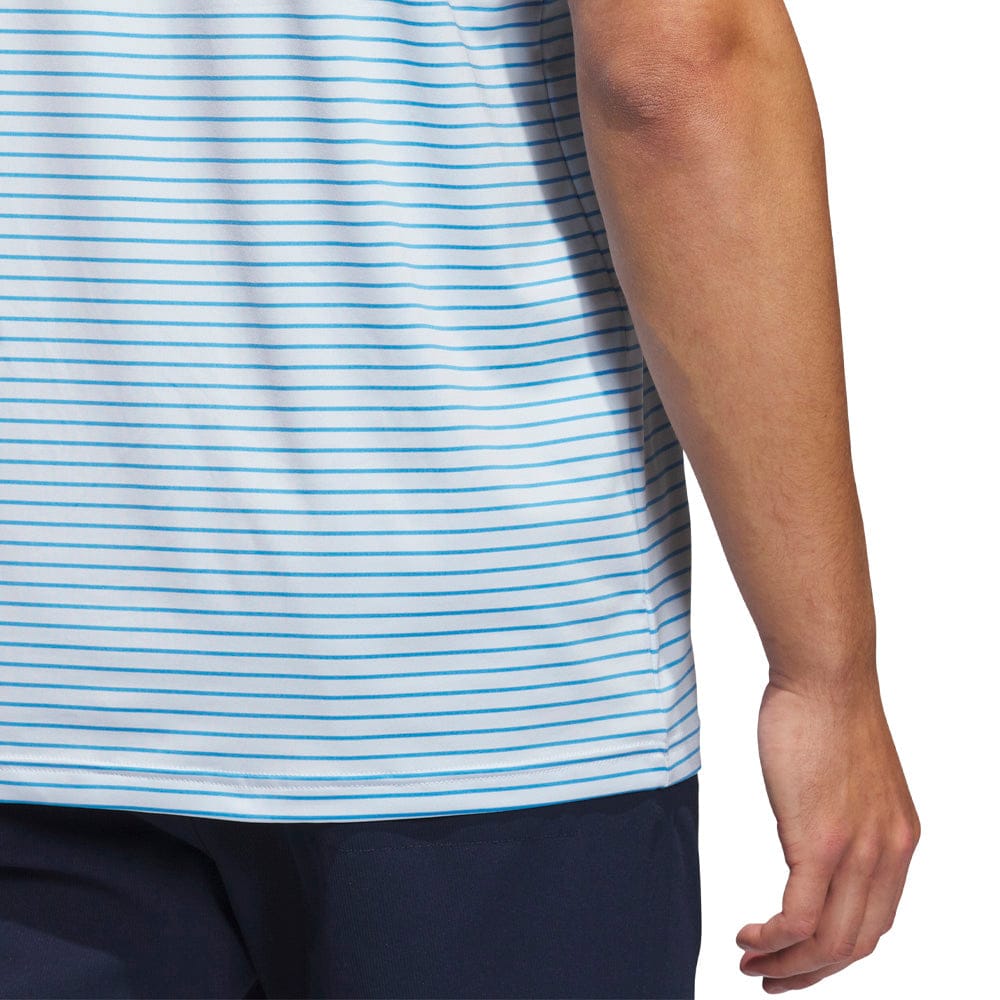 adidas Performance Two-Color Stripe Polo Shirt - Crystal Sky/Lucid Ray Blue