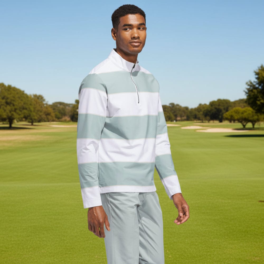adidas Ultimate365 Rugby Stripe Quarter-Zip - Wonder Sage/White