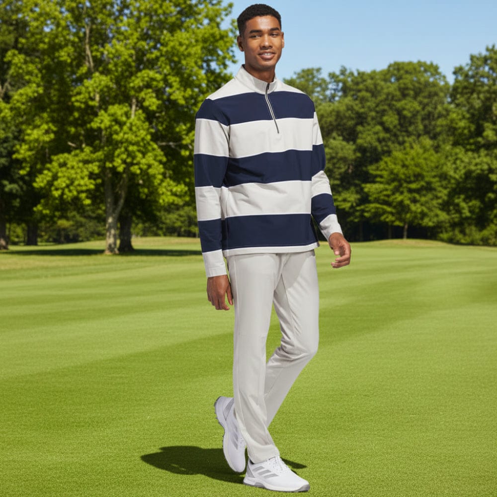 adidas Ultimate365 Rugby Stripe Quarter-Zip - Collegiate Navy/Wonder Alumina