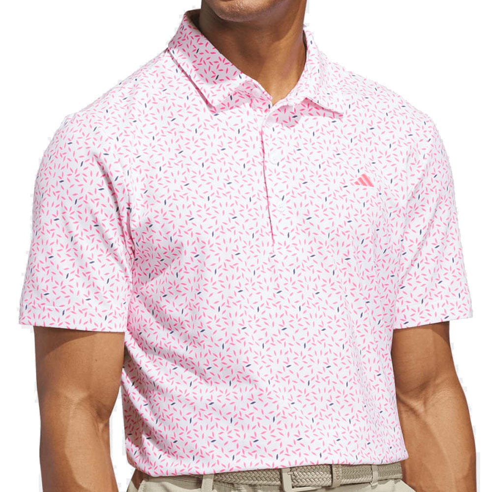 adidas Ultimate365+ Soft Print Polo Shirt - White/Lucid Pink