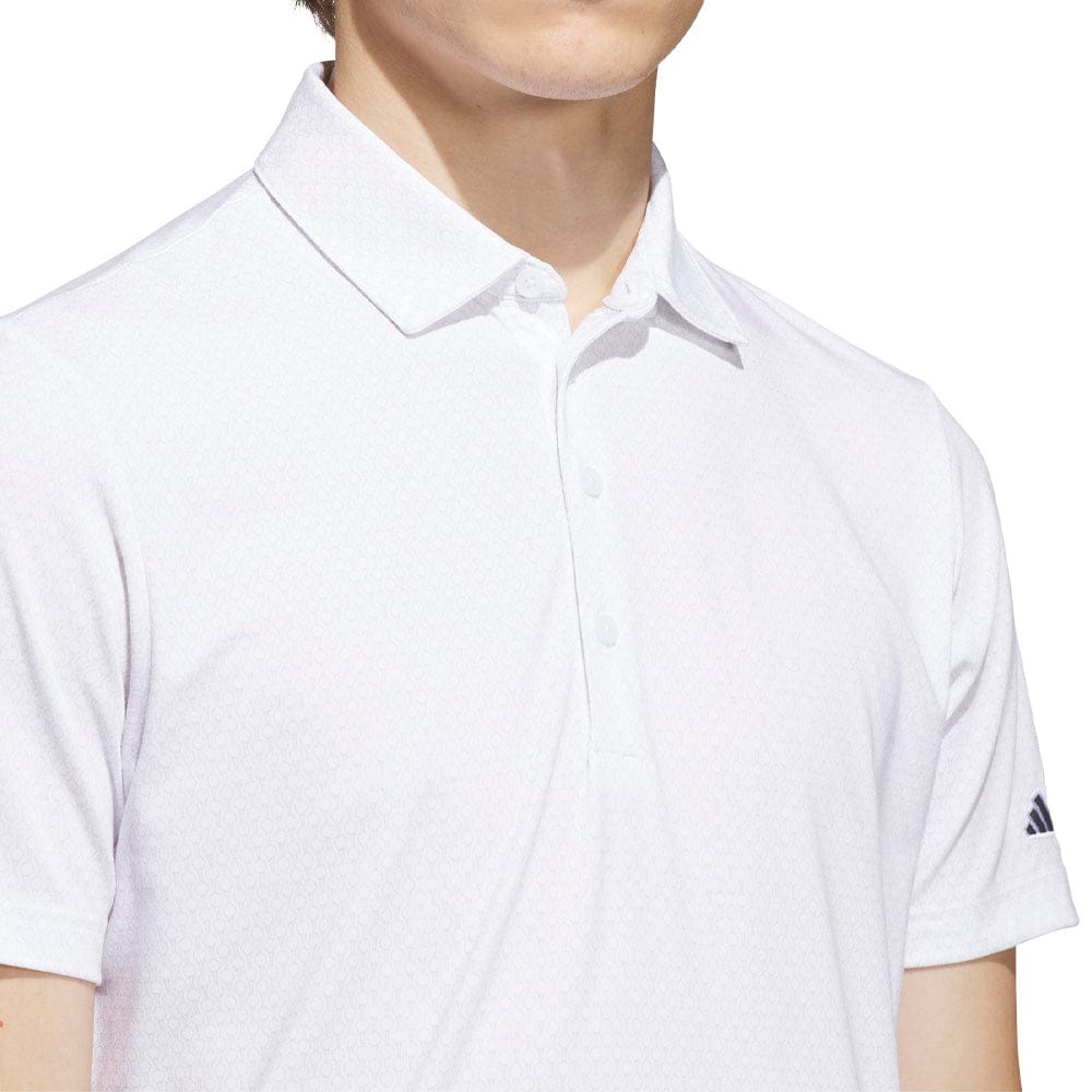adidas Ultimate365+ Go-To Print Polo Shirt - White/Grey Three