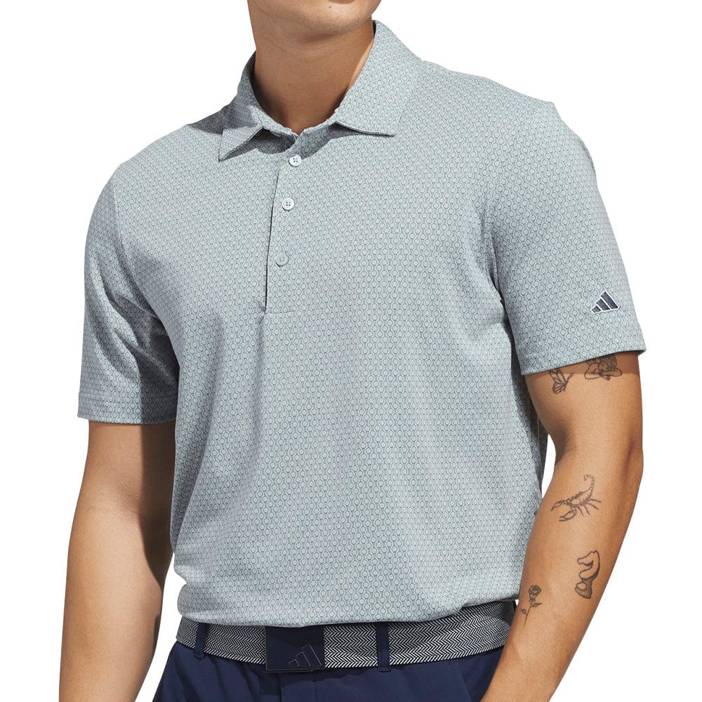 adidas Ultimate365+ Go-To Print Polo Shirt - Wonder Sage/Collegiate Navy