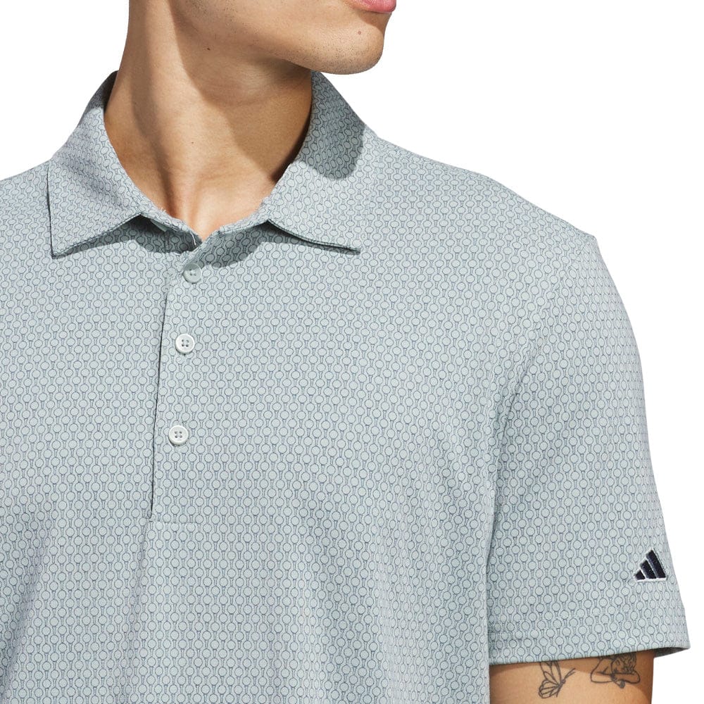 adidas Ultimate365+ Go-To Print Polo Shirt - Wonder Sage/Collegiate Navy