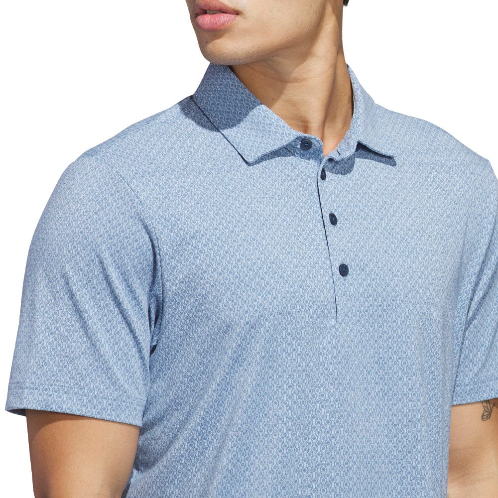 adidas Ultimate365+ Go-To Print Polo Shirt - Dusky Petrol/Crystal Sky