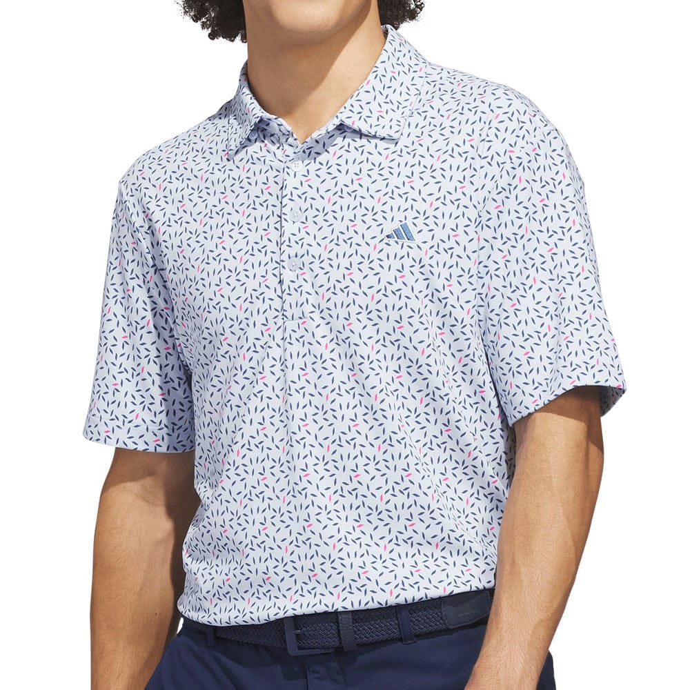 adidas Ultimate365+ Soft Print Polo Shirt - Crystal Sky/Dusky Petrol