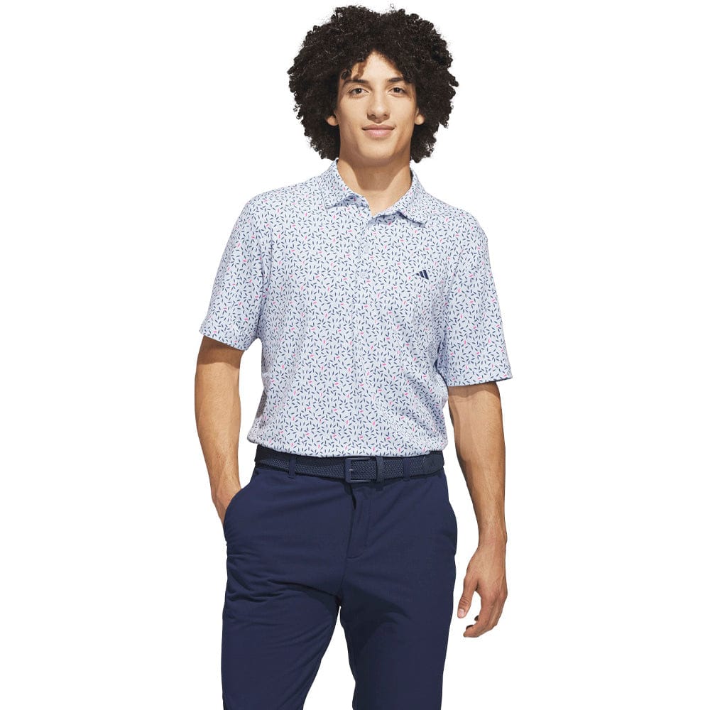 adidas Ultimate365+ Soft Print Polo Shirt - Crystal Sky/Dusky Petrol