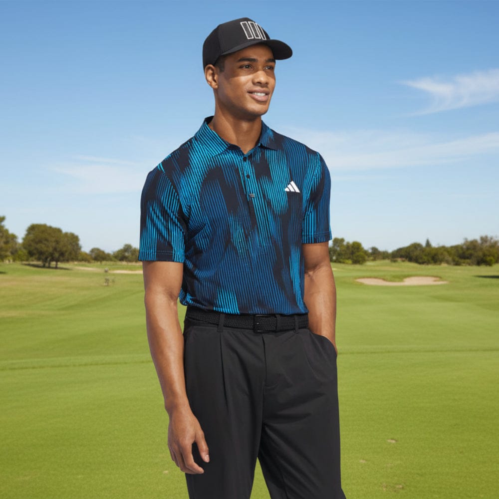 adidas Ultimate365 Tour Cool Feel Print Polo Shirt - Lucid Ray Blue