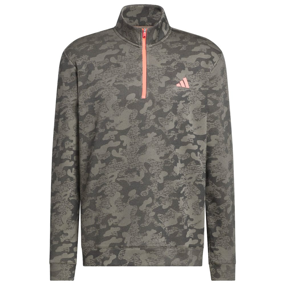 adidas Ultimate365 Durable Water Repellant 1/4 Zip Sweatshirt - Khaki Six/Solar Turbo