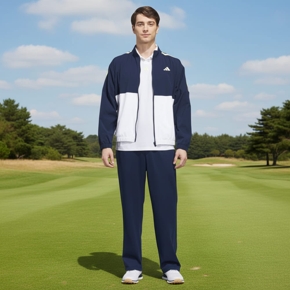 adidas Beyond The Course Windbreaker - White/Collegiate Navy