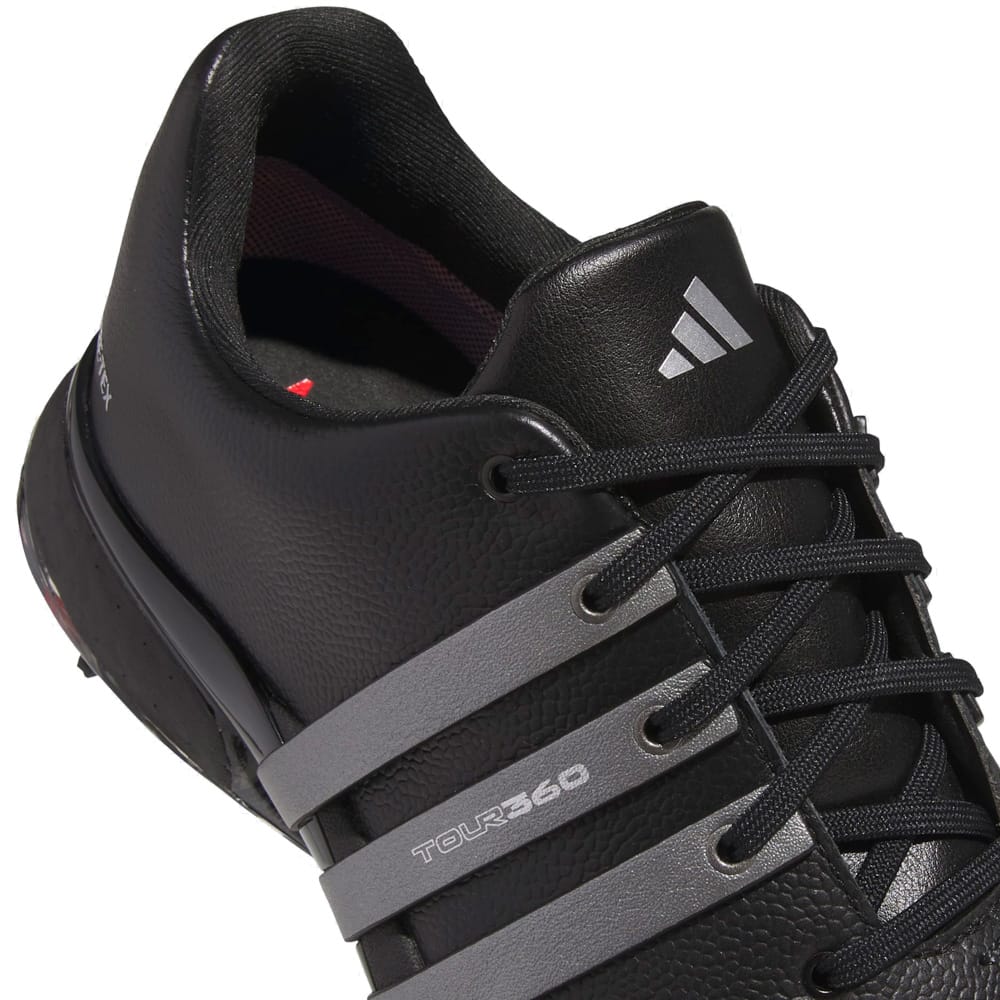 adidas Tour360 GORE-TEX Waterproof Spiked Shoes - Core Black/Iron Metallic/Lucid Red