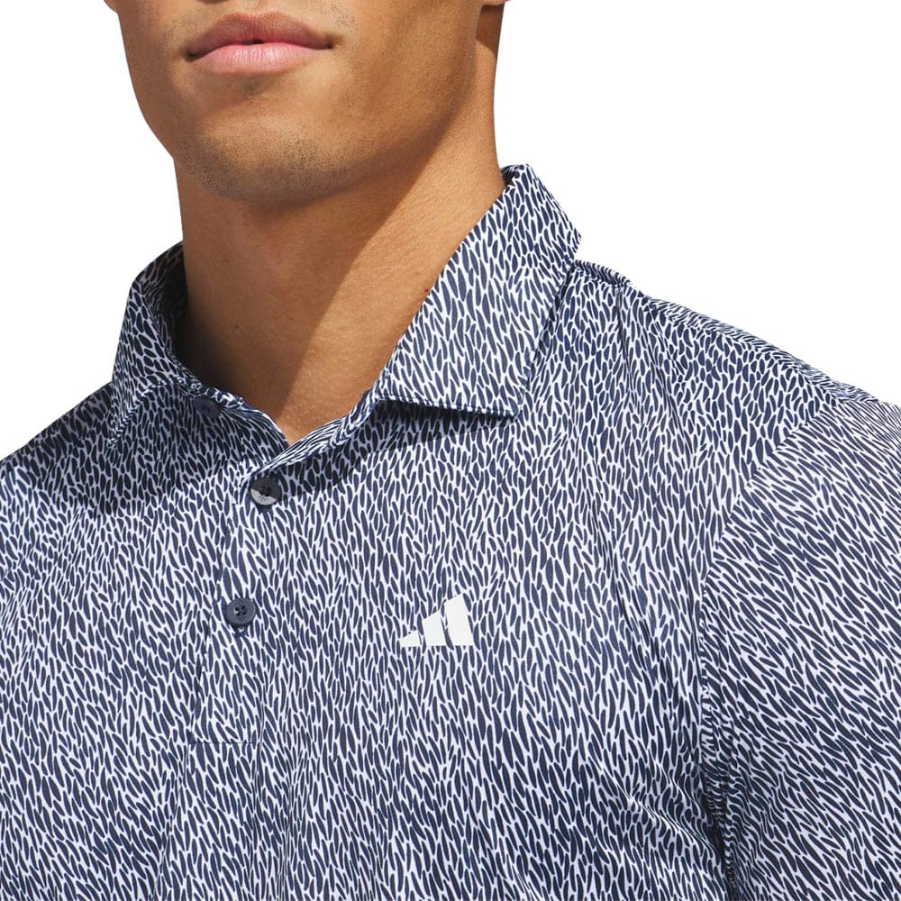 adidas Ultimate365 Feather Print Polo Shirt - White/Collegiate Navy