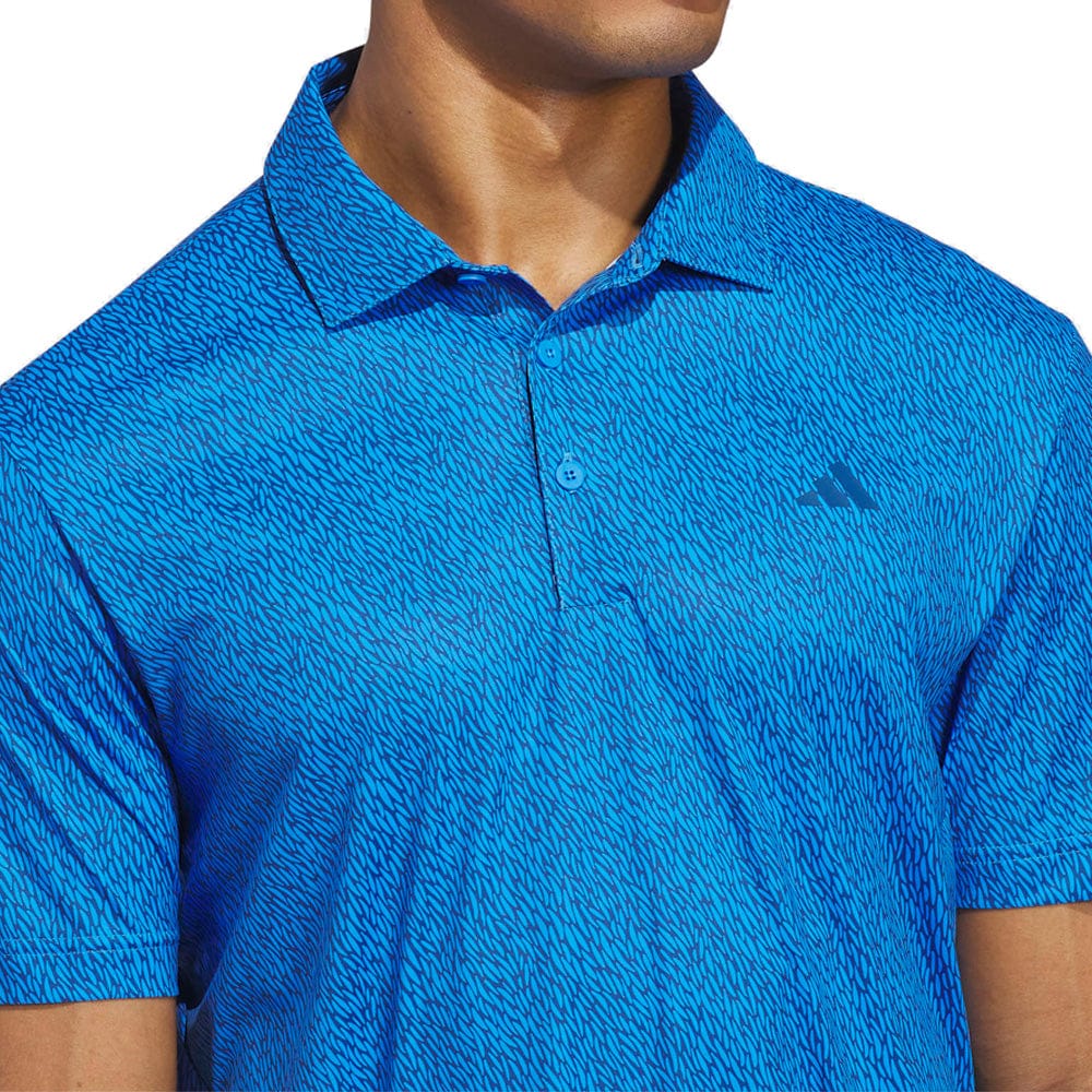 adidas Ultimate365 Feather Print Polo Shirt - Dusky Petrol/Lucid Ray Blue