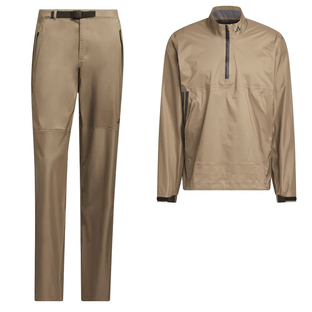 adidas Ultimate365 Tour Climaproof+ Half-Zip Waterproof Suit - Khaki Six