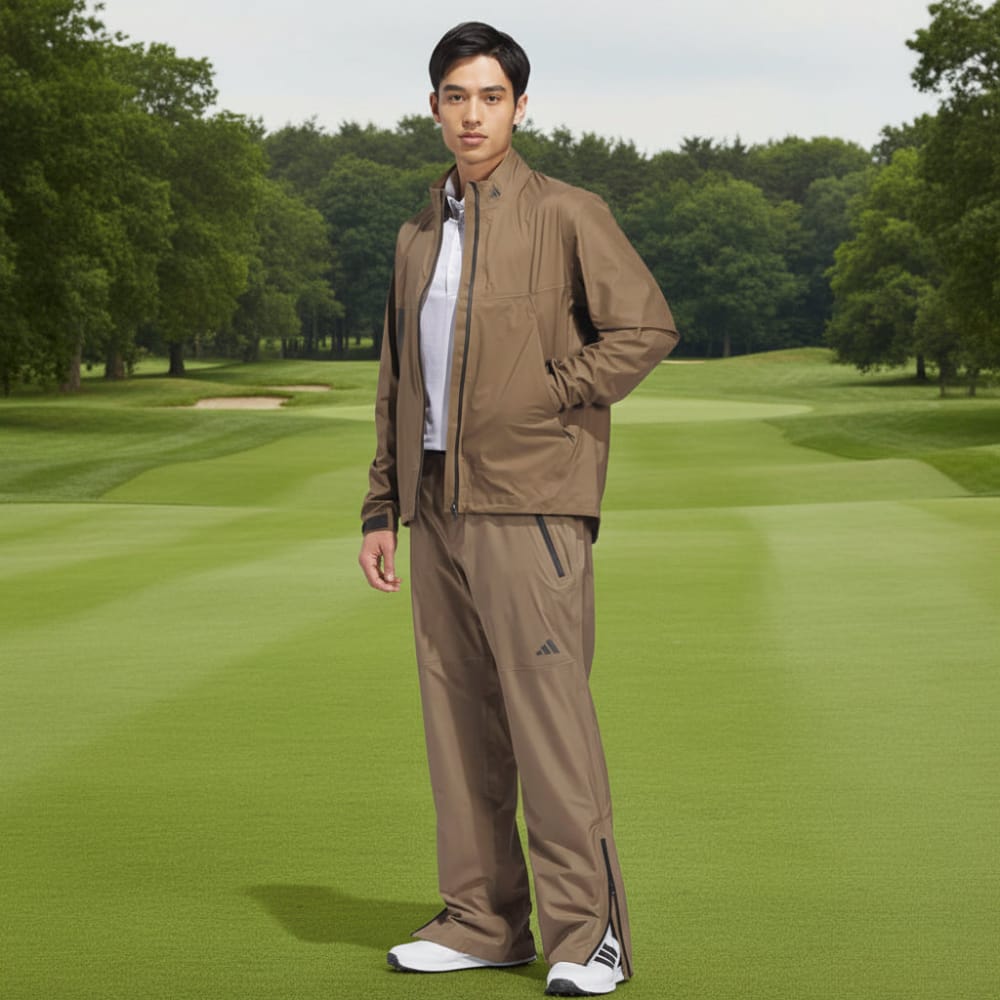 adidas Ultimate365 Tour Climaproof+ Full-Zip Waterproof Jacket - Khaki Six