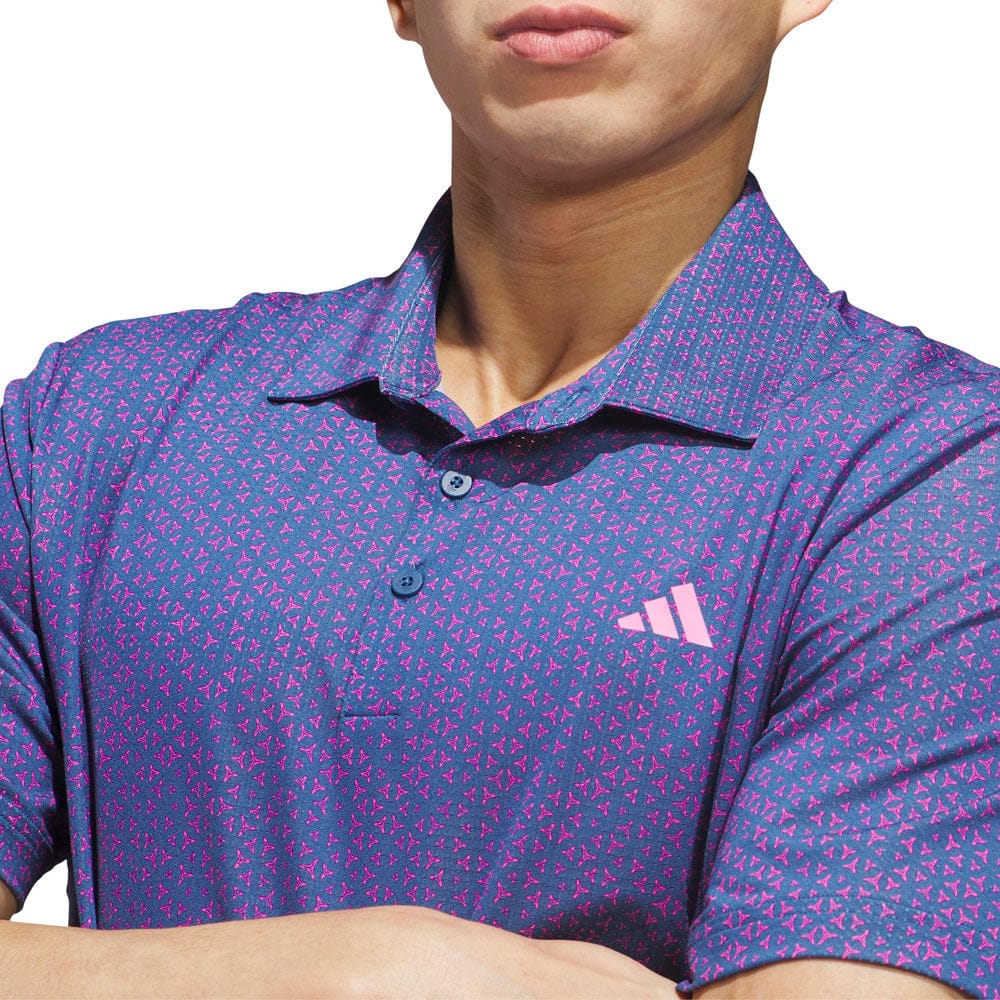 adidas Ultimate365 Mesh Tango Print Climacool Polo Shirt - Dusky Petrol/Lucid Pink