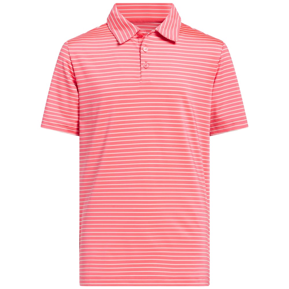 adidas Youth Climacool Striped Polo Shirt - Pure Turbo/White