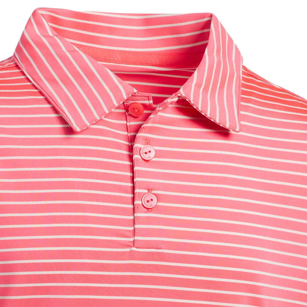 adidas Youth Climacool Striped Polo Shirt - Pure Turbo/White