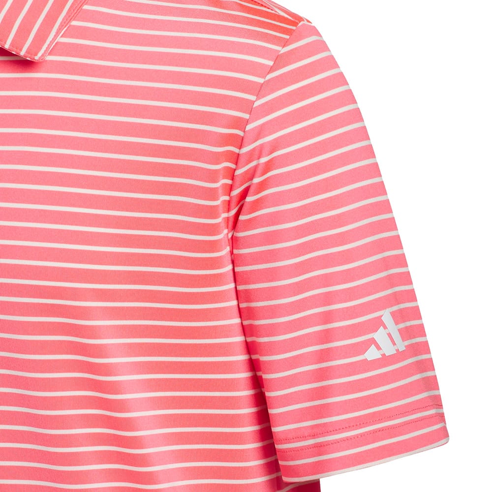 adidas Youth Climacool Striped Polo Shirt - Pure Turbo/White