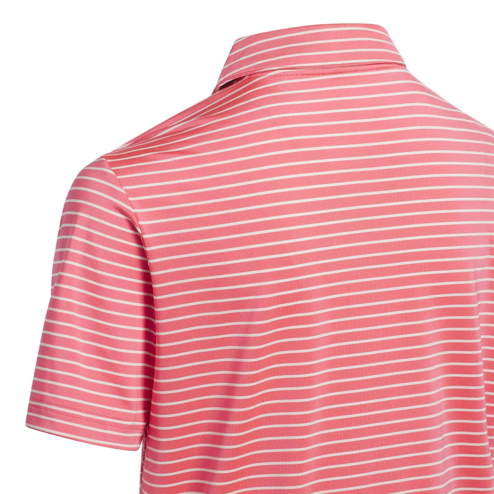 adidas Youth Climacool Striped Polo Shirt - Pure Turbo/White