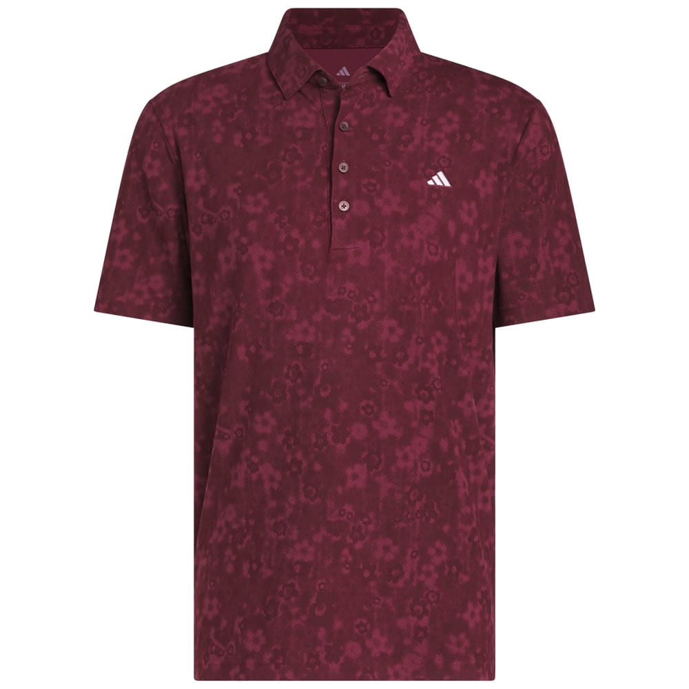 adidas Ultimate365+ Climacool Butterspun Mighty Blossom Print Polo Shirt - Maroon
