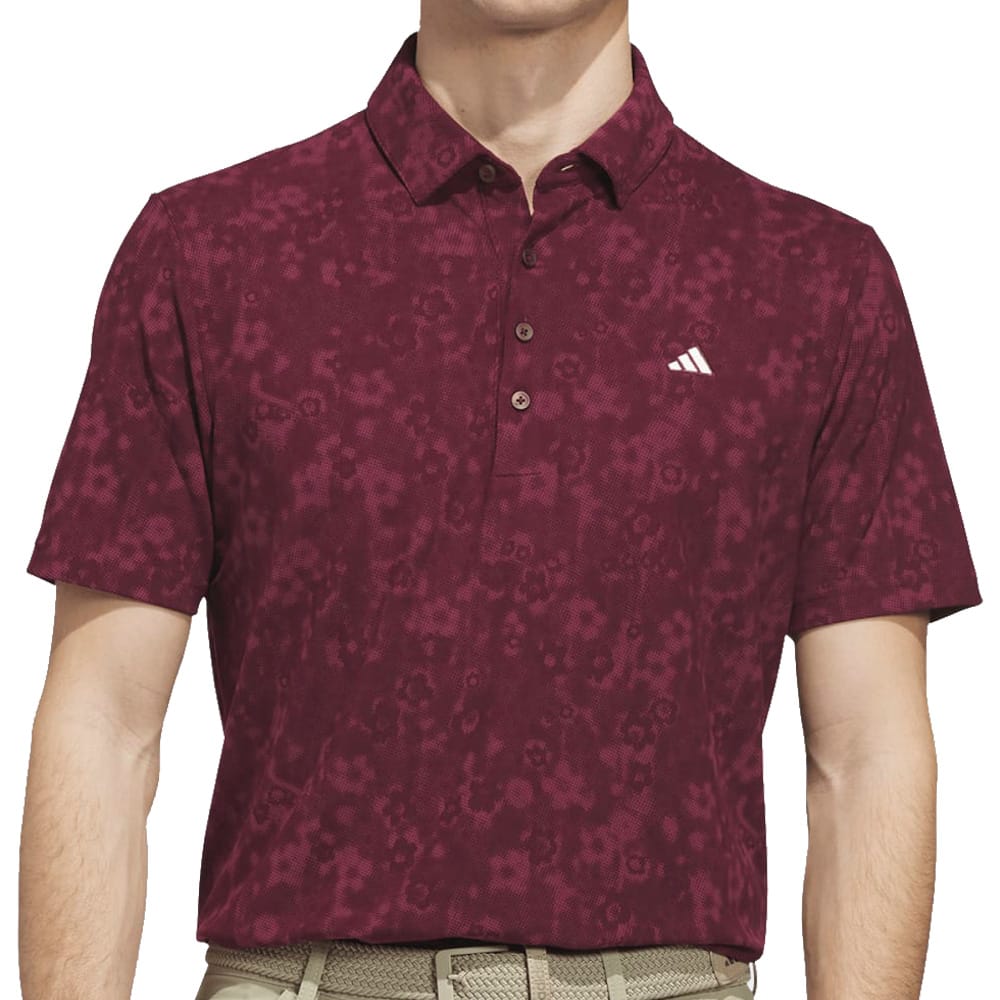 adidas Ultimate365+ Climacool Butterspun Mighty Blossom Print Polo Shirt - Maroon