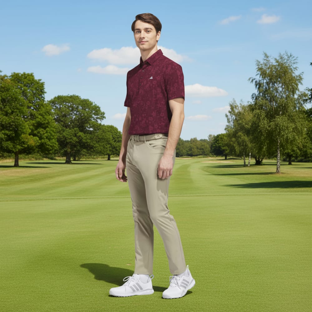 adidas Ultimate365+ Climacool Butterspun Mighty Blossom Print Polo Shirt - Maroon