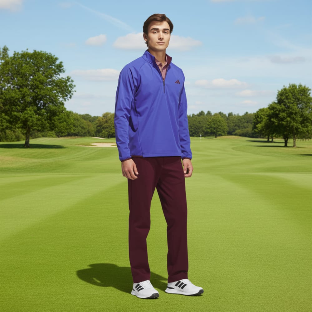 adidas Ultimate365 Durable Water Repellent Wind 1/4 Zip - Dual Indigo/Maroon