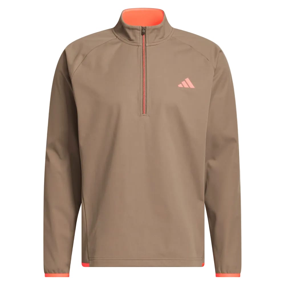 adidas Ultimate365 Durable Water Repellent Wind 1/4 Zip - Khaki Six/Solar Turbo