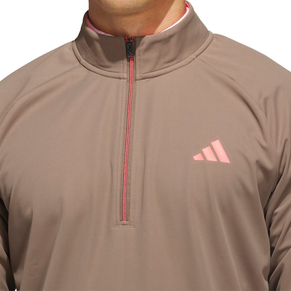 adidas Ultimate365 Durable Water Repellent Wind 1/4 Zip - Khaki Six/Solar Turbo